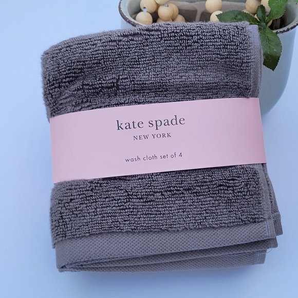 Kate Spade New York set of 4 grey wash cloths - Picture 3 of 5